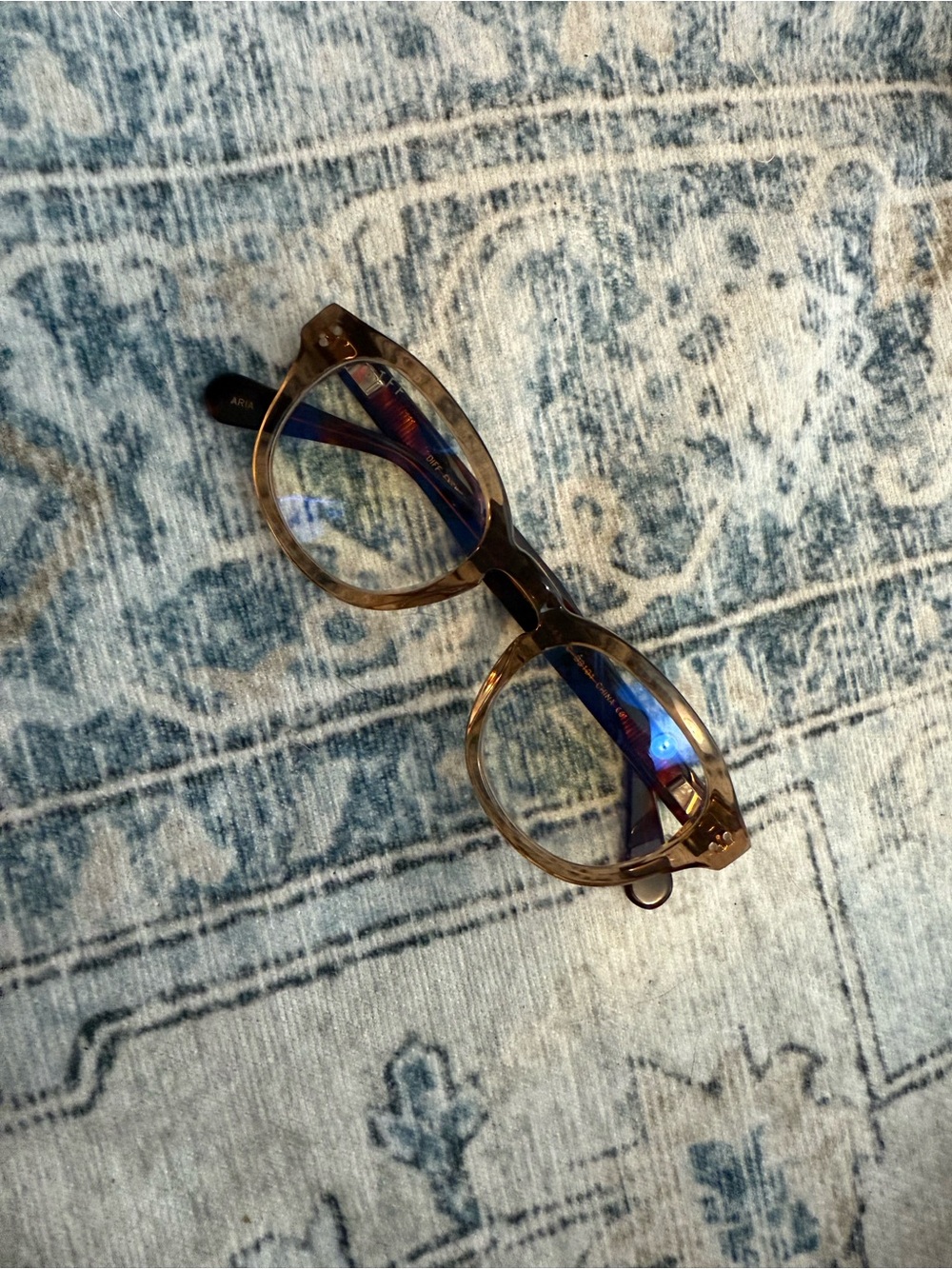 Tortoiseshell Round DIFF Blue Light Blocking Glasses - Brown Clear Frame